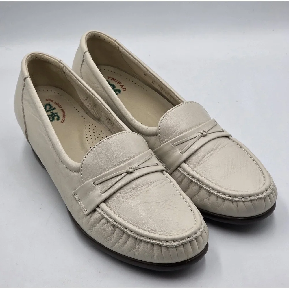SAS Wink Tripad Womens 9 Bone Pearl Leather Penny Loafers Comfort Slip On USA